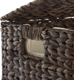 Casafield 2-Section Laundry Hamper with Removable Liner Bags - Espresso Dark Brown, Woven Water Hyacinth Double Laundry Basket Sorter for Clothes