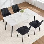 Dining Chair Set of 3, Modern Dining Chairs with Thick Cushions, Faux Leather Upholstered Kitchen Dining Room Chairs with Metal Adjustable Legs for Dining Living Room, Black
