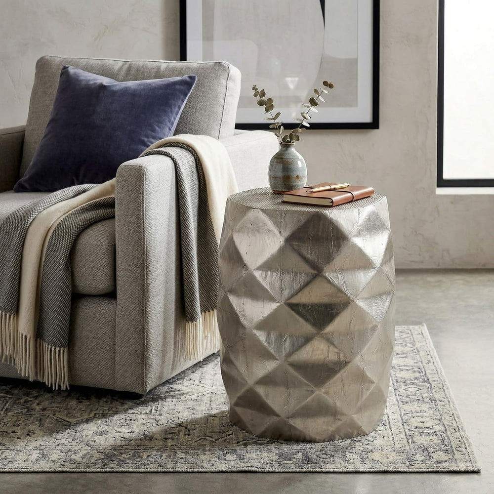 Hives & Honey Anna Side Table, Geometric Mango Wood Accent Table, Modern ...