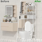 3-Tier Over The Toilet Storage, Freestanding Metal Bathroom Shelves, Space Saver Above The Over Toilet Storage Shelf for Bathroom (White)