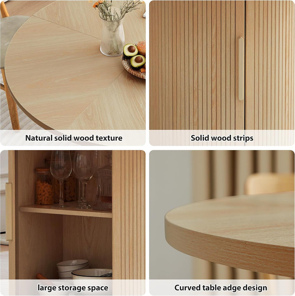 weselon 47 inch Round Dining Table for 4, Kitchen Table Dinner Table with 2-L...