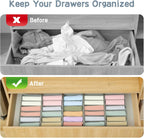 Qozary 3 Pack Sock Underwear Drawer Organizer Dividers, Non-Woven Fabric Collapsible Cabinet Closet Storage Boxes for Clothes, Socks, Lingerie, Underwear, Tie, Belt, Baby, Bedroom