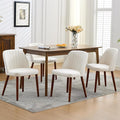 Wooden Dining Chairs Set of 4, Upholstered Kitchen Dining Room Chairs with Padded Seat and Wood Legs, Modern Fabric Side Dinner Chair for Kitchen, Dining Room, Restaurant, Cafe, Beige