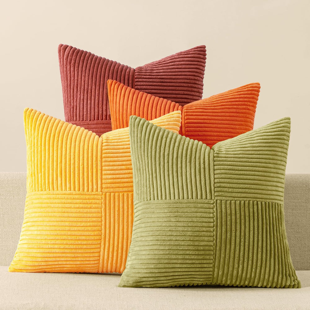 MIULEE Fall Yellow Orange Rust Throw Pillow Covers 18x18 Inch 4 Packs Boho Fa...