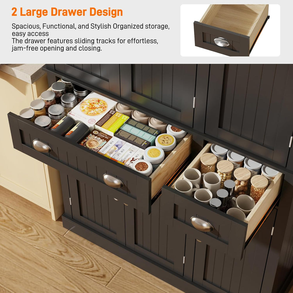 71" Tall Kitchen Cabinet Pantry Storage,Modern Kitchen Hutch Cabinet wit...