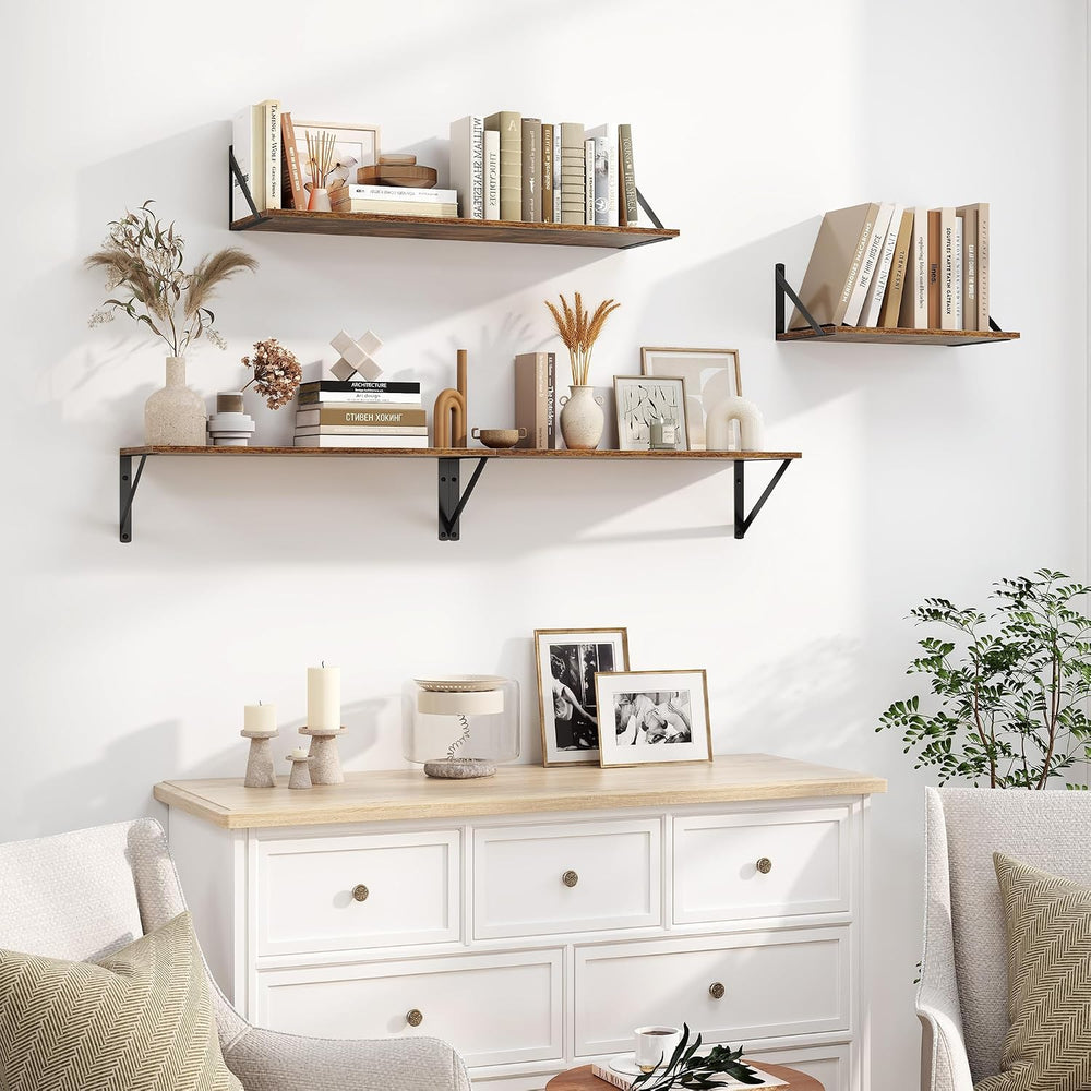 Heimlove Deep Floating Shelves for Wall, 32W x 8D Wood Wall Shelves Set of 2,...