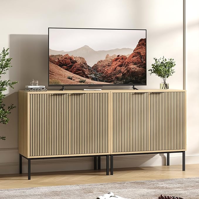 TV Stand for 70" TV, Mid Century Modern 63'' Television Stand, E...