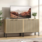 TV Stand for 70" TV, Mid Century Modern 63'' Television Stand, Entertainment Center with Storage and Adjustable Shelves, Media Console TV Cabinet for Living Room
