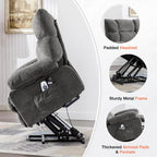 Power Lift Recliner Chair for Elderly with Vibration Massage and Lumbar Heating, Electric Lift Recliner Sofa with USB Charging Port and Side Pocket, Adjustable Lift Chair for Living Room Comfort
