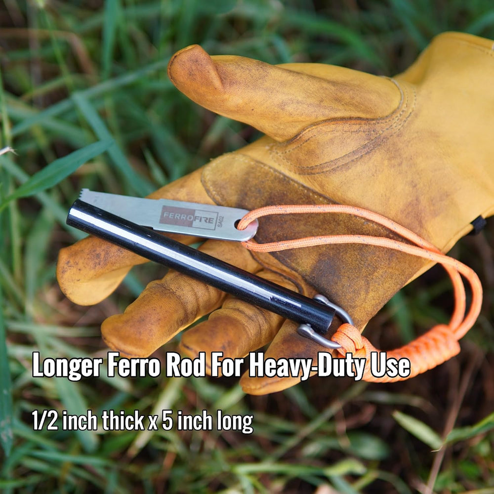 FS125 Heavy-Duty Plus Survival Fire Starter, 1/2" x 5" Ferro Rod