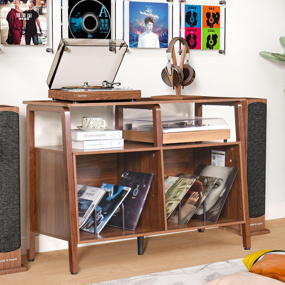 Mxtxmy Large Record Player Stand,with Open Storage Holds up to 300 Albums | M...
