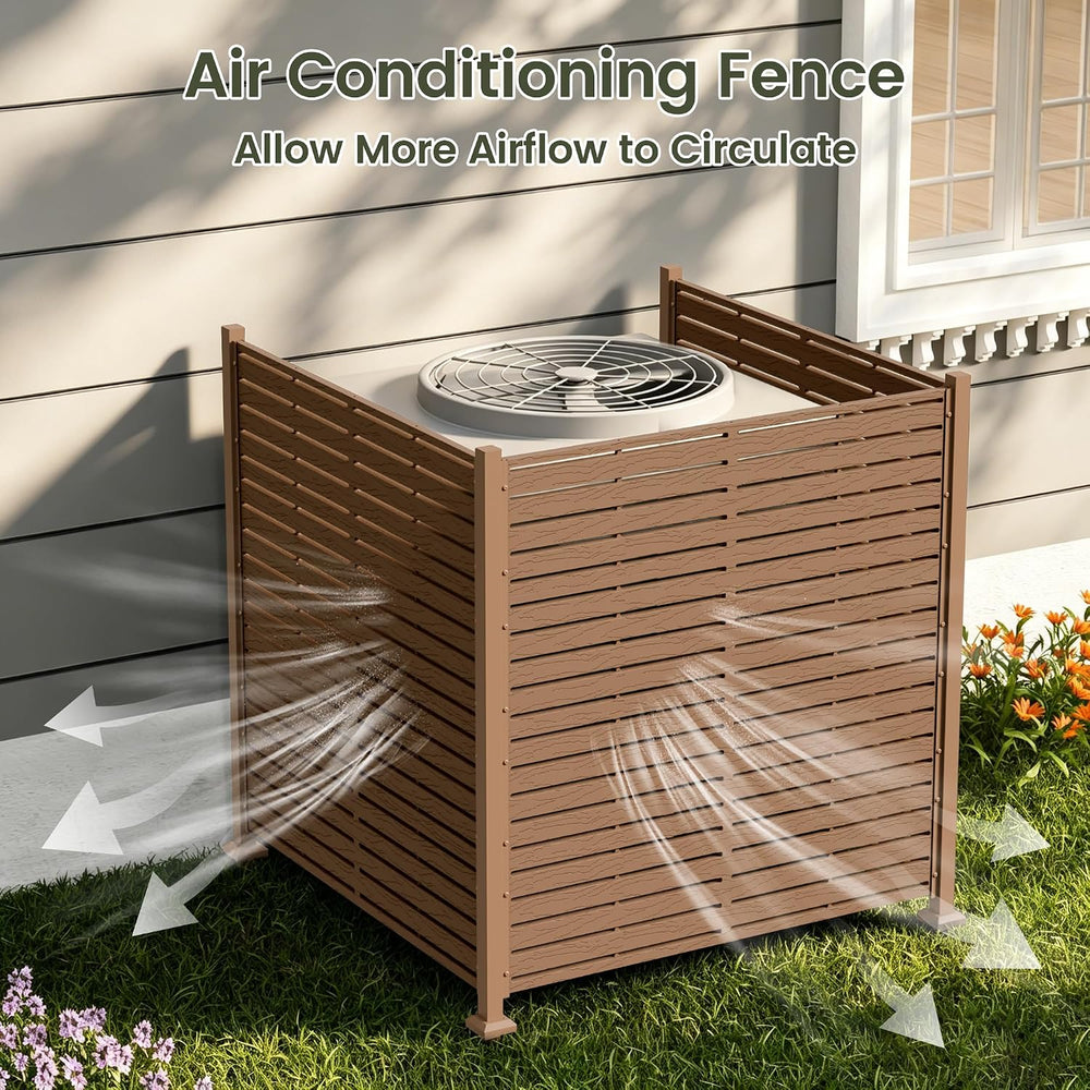 Air Conditioner Fence, 49" W X 52" H U Shape AC Unit Fence, Brown