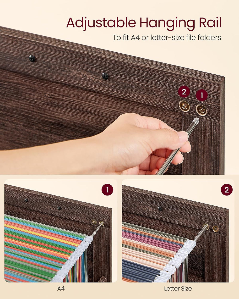 VASAGLE File Cabinet with 3 Drawers, Printer Stand, Fit A4 Letter Size | Hang...