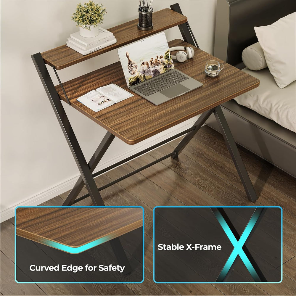 GreenForest End Table Portable Small Desk, Walnut