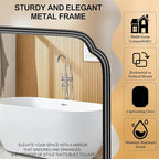 28"x36" Black Bathroom Mirror with Rustproof Metal Frame, Modern Rounded Corner Wall Mirror for Vanity Over Sink, Horizontal/Vertical Hanging
