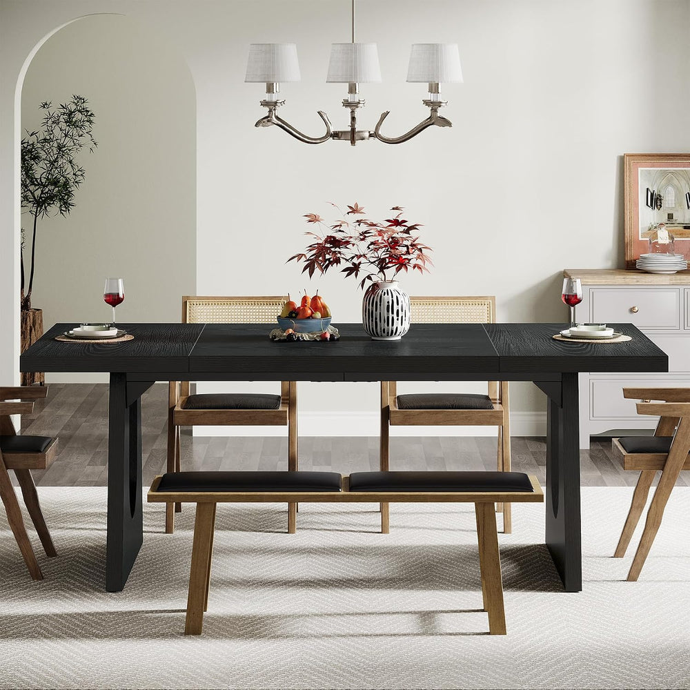 Tribesigns Large Dining Table for 6-8 People, 70.9-Inch Wood Rustic Rectangul...