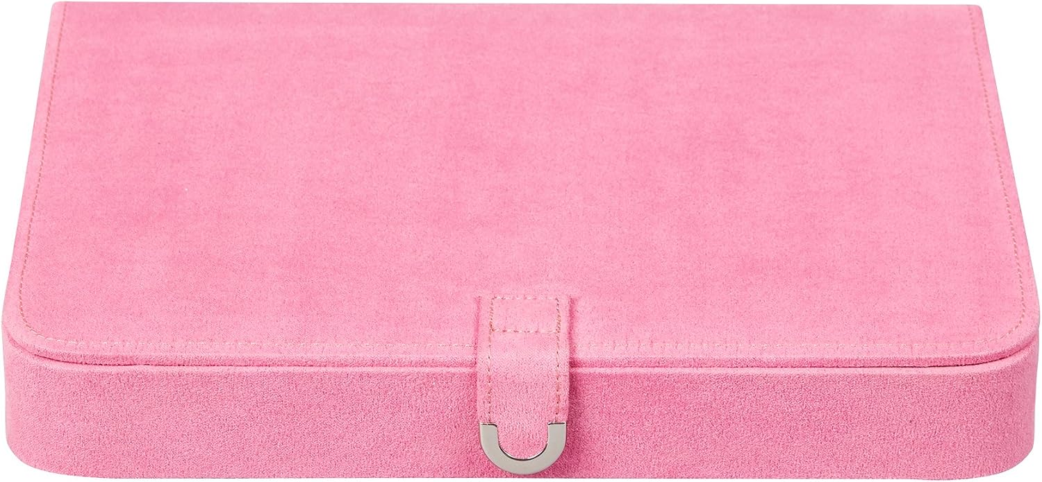 Mele and Co Cameron Plush Fabric Jewelry Box in Pink
