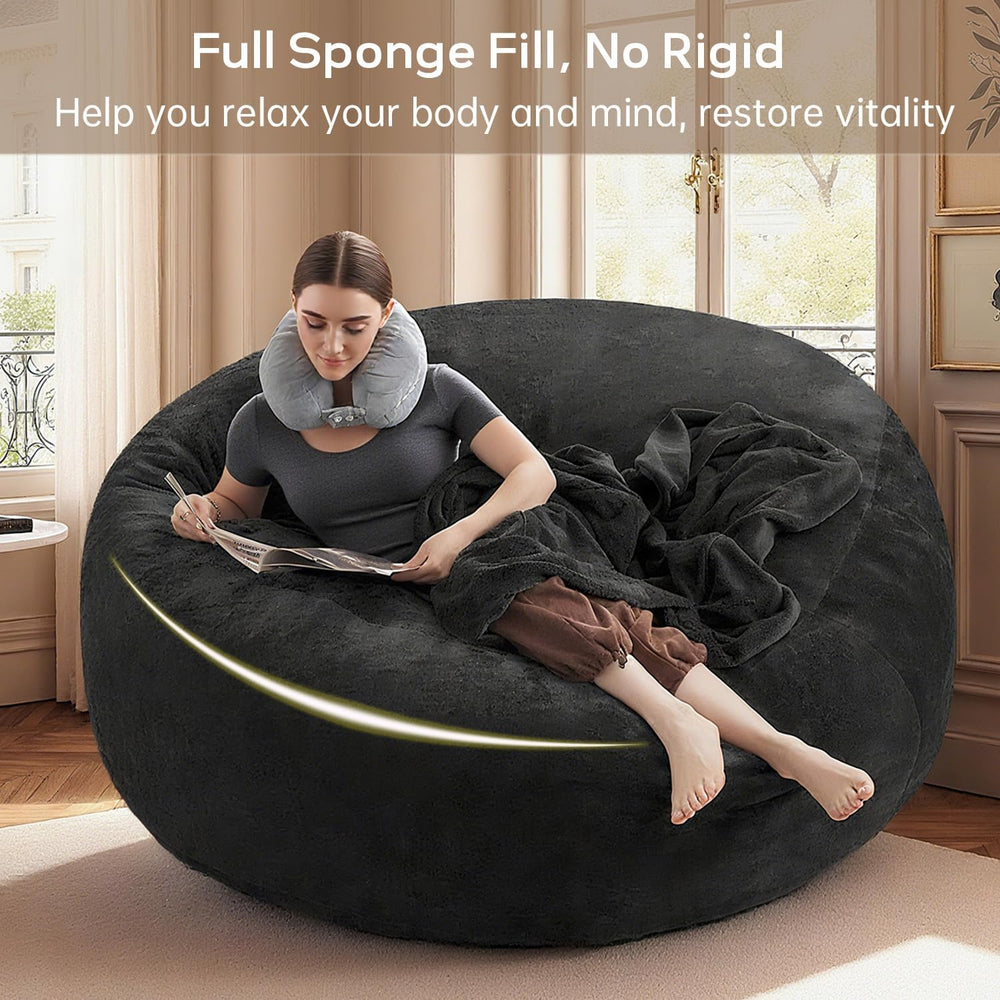 4FT,Big Bean Bag Chairs for Adults,Bean Bag with Filler Included,Memory Foam ...