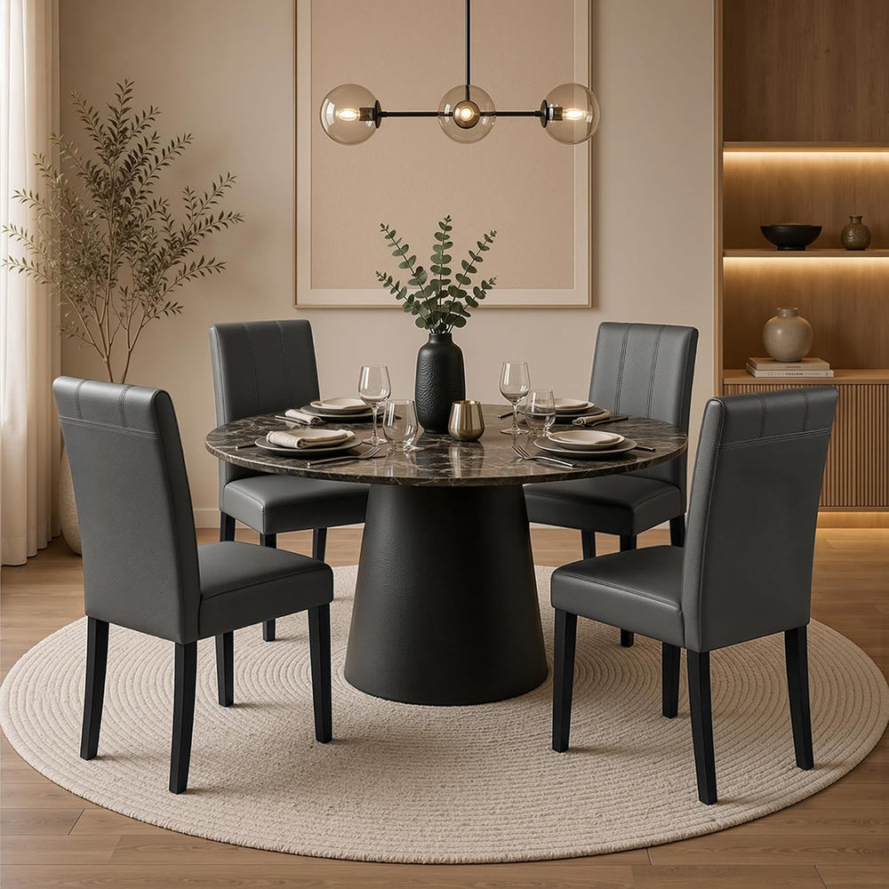 CHUN YI Dining Chairs Set of 4, Faux Leather Dining Room Chairs, Upholstered ...