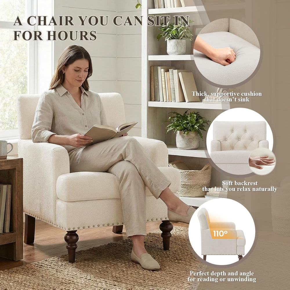 MALOL Modern Accent Chairs Set of 2 for Living Room, Comfy Bedroom Reading Ar...