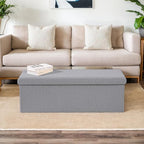 43 Inches Storage Ottoman Bench - Extra Large Foldable Ottoman with Storage, Bench for Living Room, Bedroom, Entryway - Grey