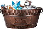 BREKX Copper Metal Pet Storage & Dog Toy Bin w/ Handles, Indestructible | Dog Toy Box • Galvanized Steel • Organizes Toys, Blankets & Leashes • Farmhouse Style