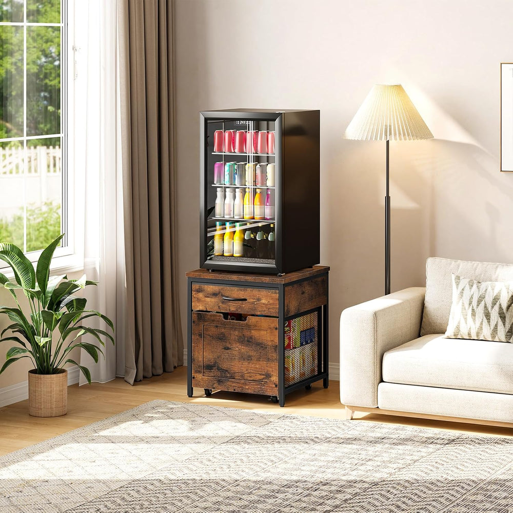 CHOEZON Mini Fridge Stand with Power Outlet, Large Side Table with 2AC and 2 ...
