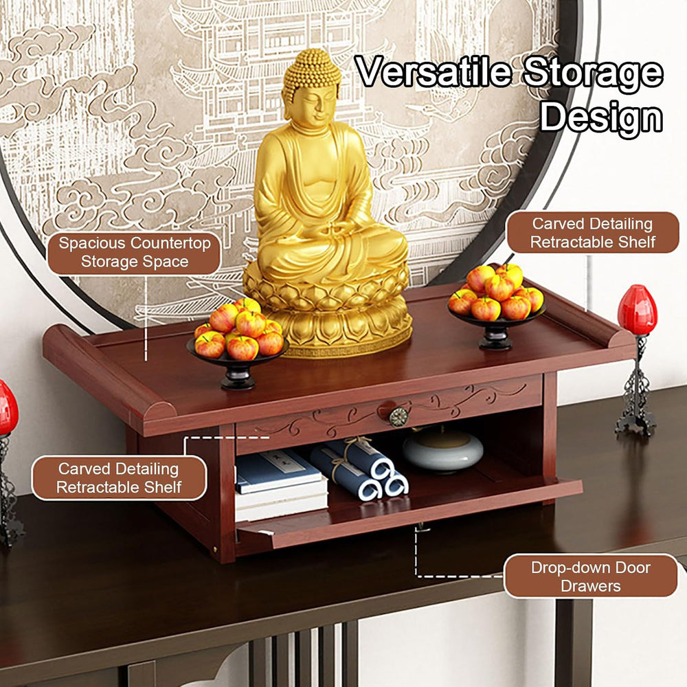Altar Table Personal Meditation Shrine Buddhist Altar Table Retro Chinese Sty...
