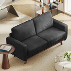 Vesgantti 68" Loveseat Sofa Black, Comfy Corduroy Couch with Spring Cushion and Solid Wood, Modern Extra Deep Seat for Bedroom, Living Room, Office