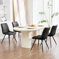 Black Dining Chairs Set of 4, Dining Chairs with Thick Cushions, PU Leather Upholstered Kitchen Dining Room Chairs with Metal Legs for Dining Living Room