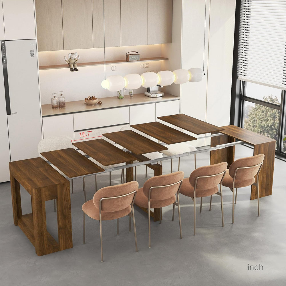 Extendable Dining Room Table for 1-10, 29.9"-108.7" Modern Farmhous...