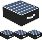 Jeans Organizer - Wardrobe Clothes Organizer with 5 Cells, Closet Organizers and Storage for Jeans, Sweater, Pants Organizers for Closet, Shelves, 4 Pack (Black)