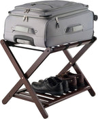 Winsome Reese Luggage Rack with Storage Shelf, for Guest Room, No Assembly, Cappuccino