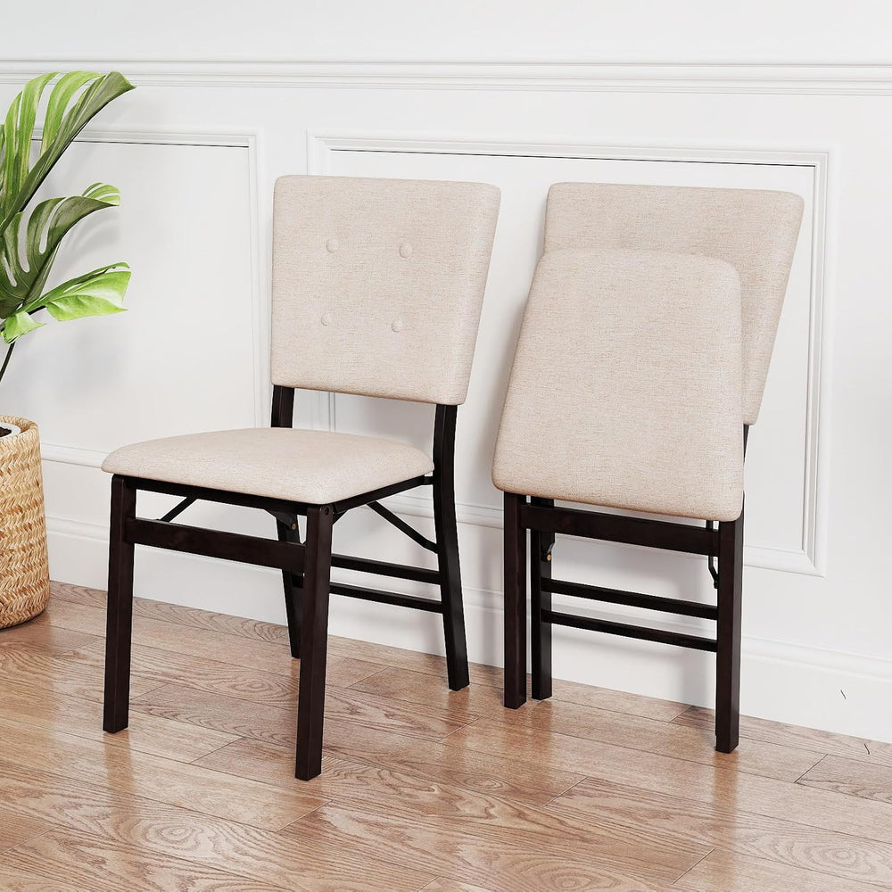 Giantex Folding Dining Chairs Set of 2, Armless Kitchen Chair w/Padded Seat &...