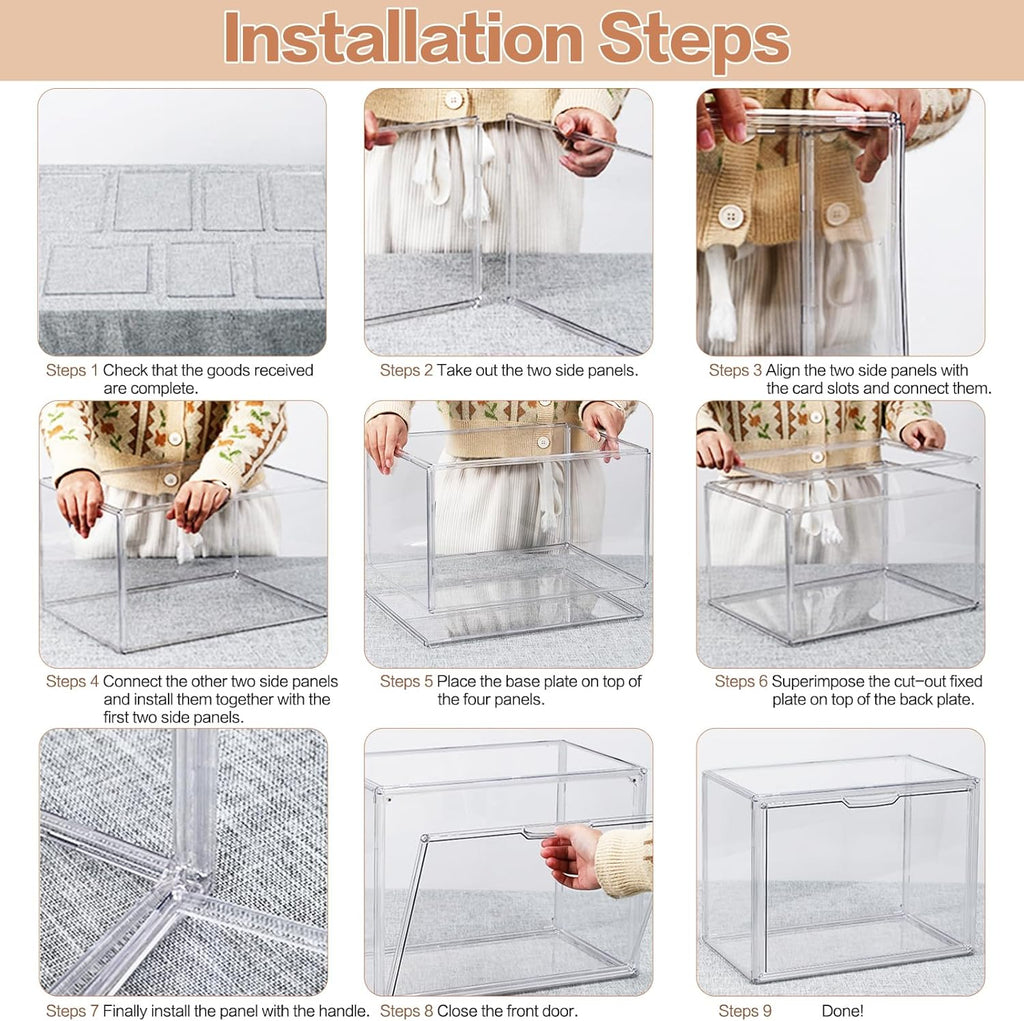 5 Packs Clear Handbag Storage Organizer for Closet, Purse Organizer Acrylic Display Case for Handbag, Stackable Storage Box with Magnetic Door for Wallet Book Toys Collectibles