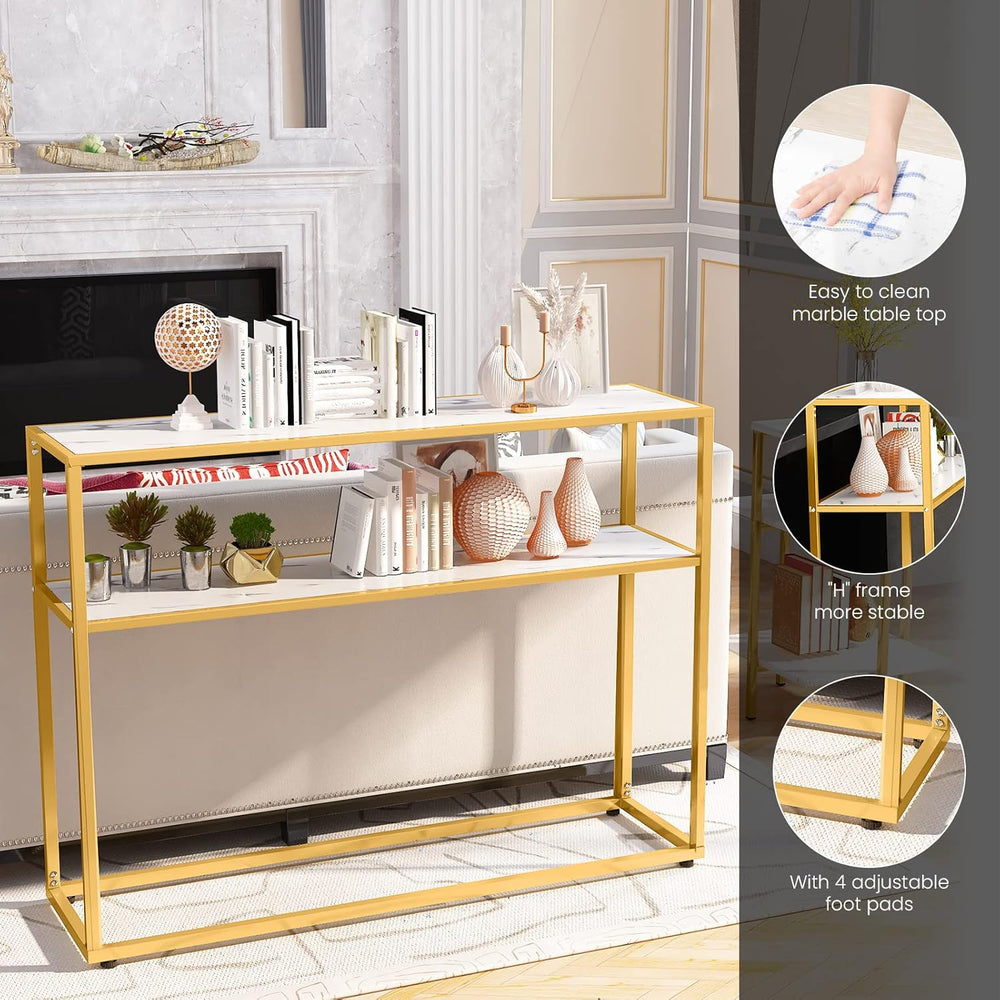 Lamerge Coffee Table Set of 3, Gold Coffee Table & 3-Tier End Table &...
