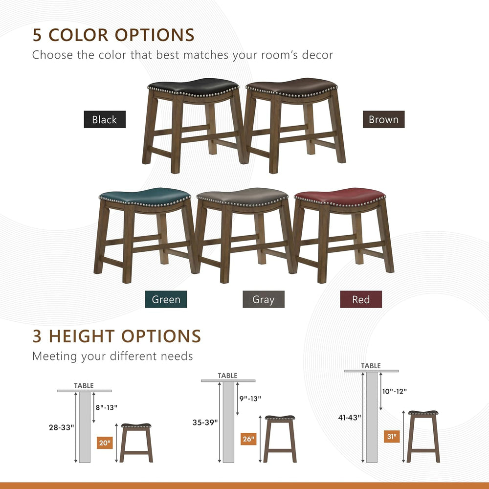 Lexicon Ordway Solid Wood Dining Height Stools - Saddle Table Height Stools f...