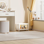 28 QT / 7 Gal Multi-Purpose Stackable Storage Cabinet: Double Magnetic Doors, Foldable, Wheels Included, Leather Handles - Ideal for Pantry, Laundry Room, Dorm