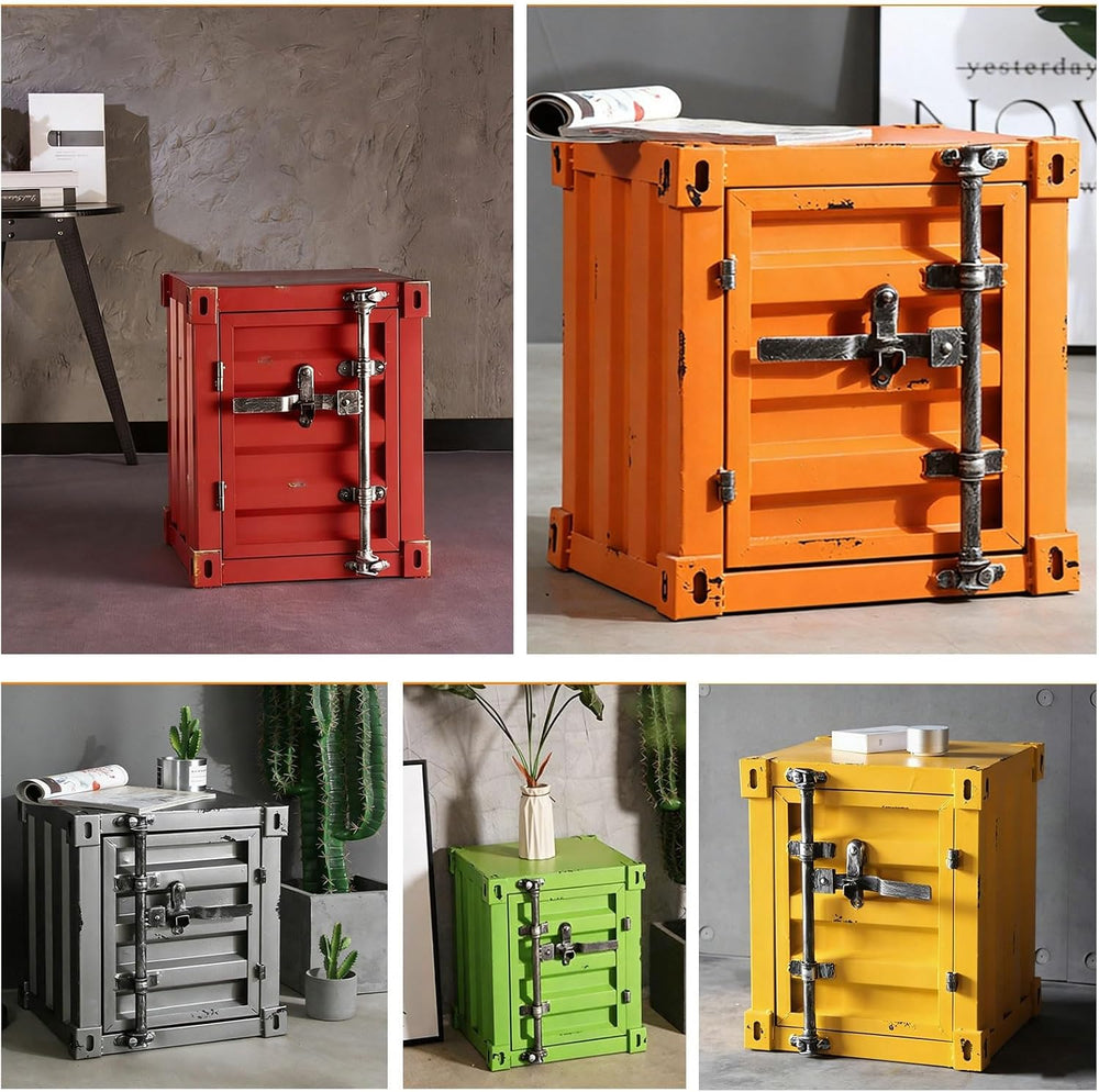 Industrial Metal Side Table, Industrial Bedside Table, Container Style Locker...