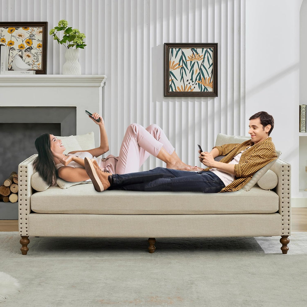 Setawix 75.2" Indoor Chaise Lounge Sofa Chair Double-Sided,Chenille Larg...