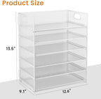 Subekyu 6-Tier Desk Paper Organizer, Desktop File Letter Tray with Handle, Document Sorter and Accessories Holder for Office, Home and School Workspace Organizers, White - 2 Pack