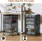 Rolling Utility Cart with 4 Drawers, Craft Organizer and Storage Carts with DIY Divider, Lockable Wheels Storage Organizer for Art Supplies, Store for Brushes & Paints & Small Parts(Patent Pending)
