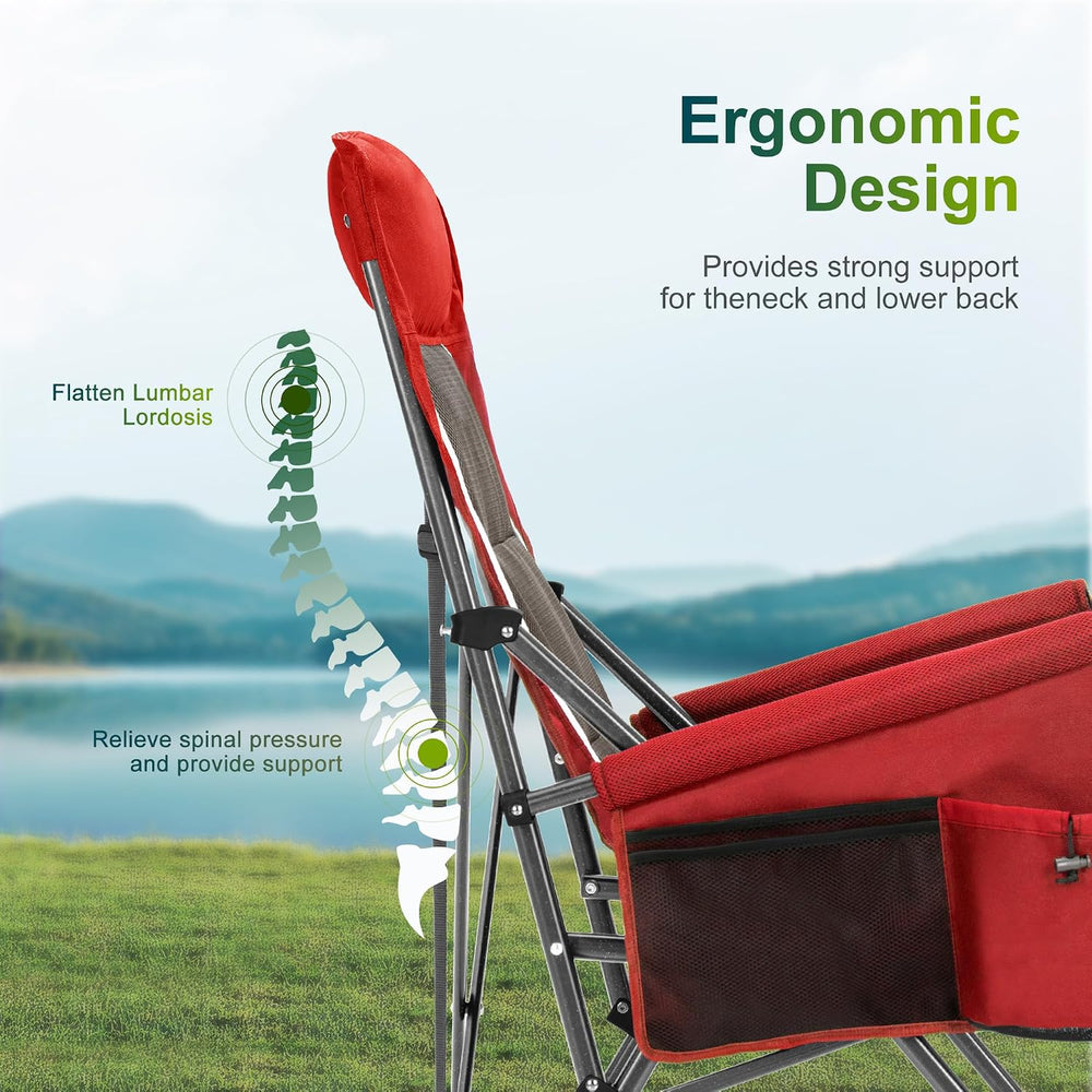 ALPHA CAMP Oversized Folding Camping Chairs for Adults High Backrest Heavy Du...