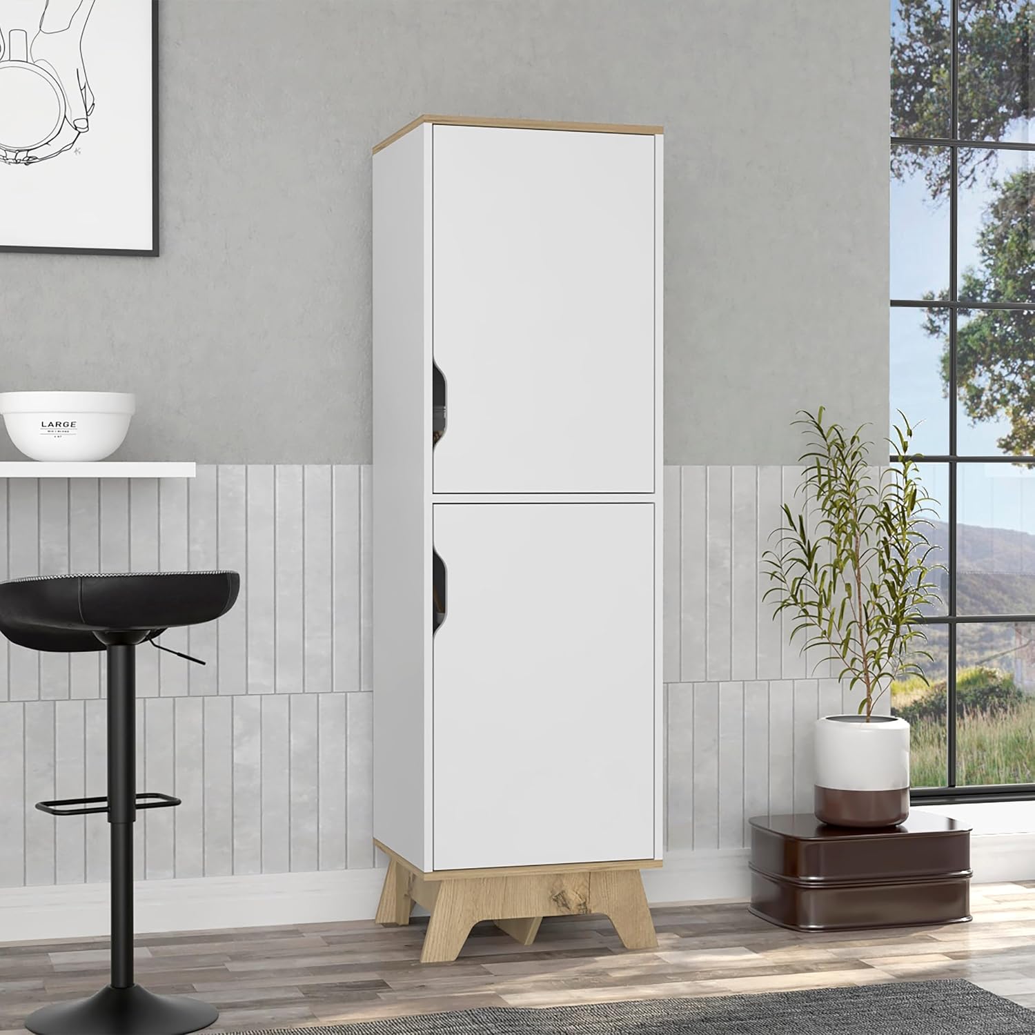 Single Kitchen Pantry,Four Storage Shelves,Double Doors Cabinets,Cupboard,Storage Cabinet,Buffets & Sideboards,for Dining Room