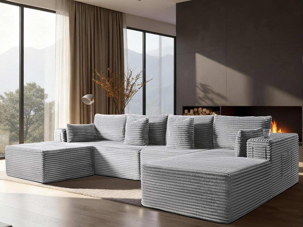 138" Oversized Cloud Sectional Couch, Comfort U Shaped Couch for Living ...