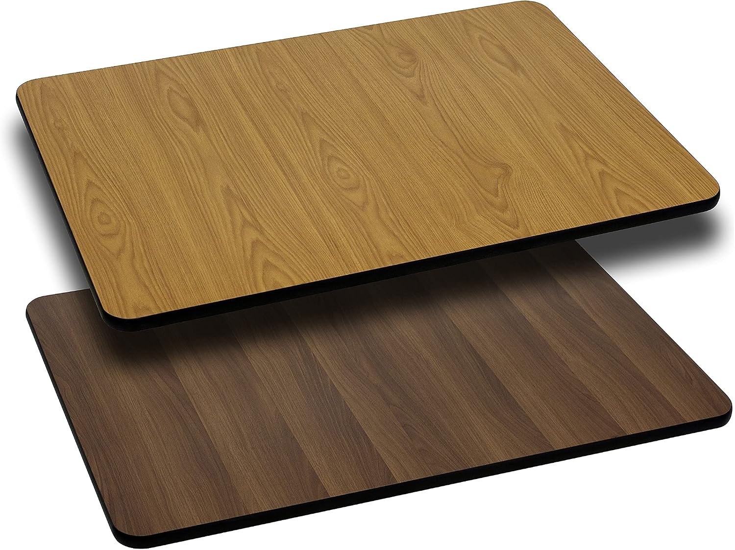 Flash Furniture Beverly 23.75" x 30" Restaurant Table X-Base with 3" Dia. Table Height Column & Glenbrook 30'' x 42'' Rectangular Table Top with Natural or Walnut Reversible Laminate Top