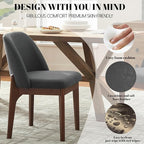 VKNOW Modern Dining Chairs Set of 4, Faux Leather Kitchen Chairs with Wood Legs, Upholstered Side Chair for Kitchen Dining Room, Black