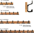 SKOLOO 39-Inch Wood Burnt Coat Rack Wall Mount with 6 Triple Hooks - Ideal for Family Entrances, Classrooms, and Pet Supplies Storage - Perfect Coat Hooks for Wall
