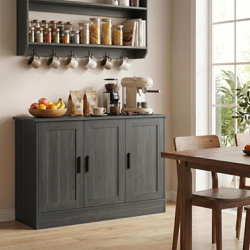 Anystyle 43" Dark Grey Buffet Cabinet with Black Handles