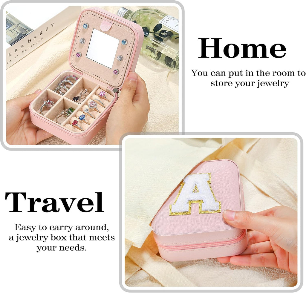 Parima Small Initial Jewelry Box for Girls - Travel Organizer Case With Letter O, Pink
